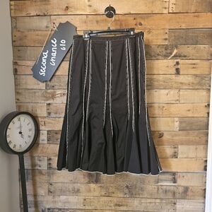 Lena Gabrielle Women's Black mermaid Swirl Maxi skirt With Cream Piping Size 14